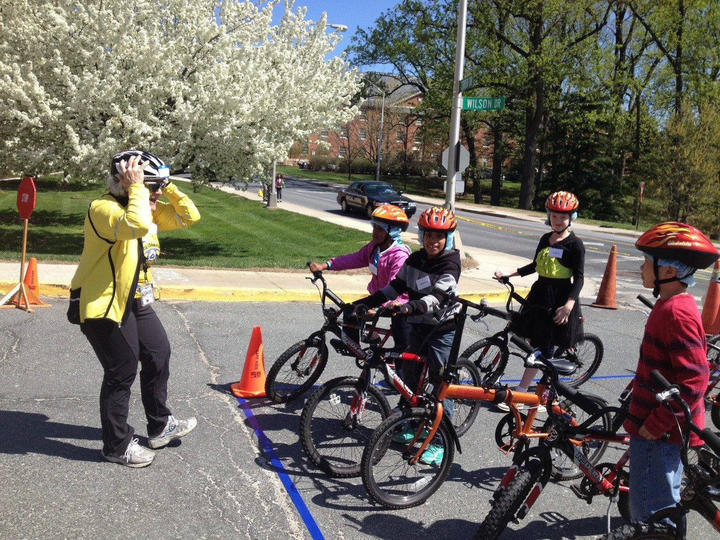  students learning about bike safety