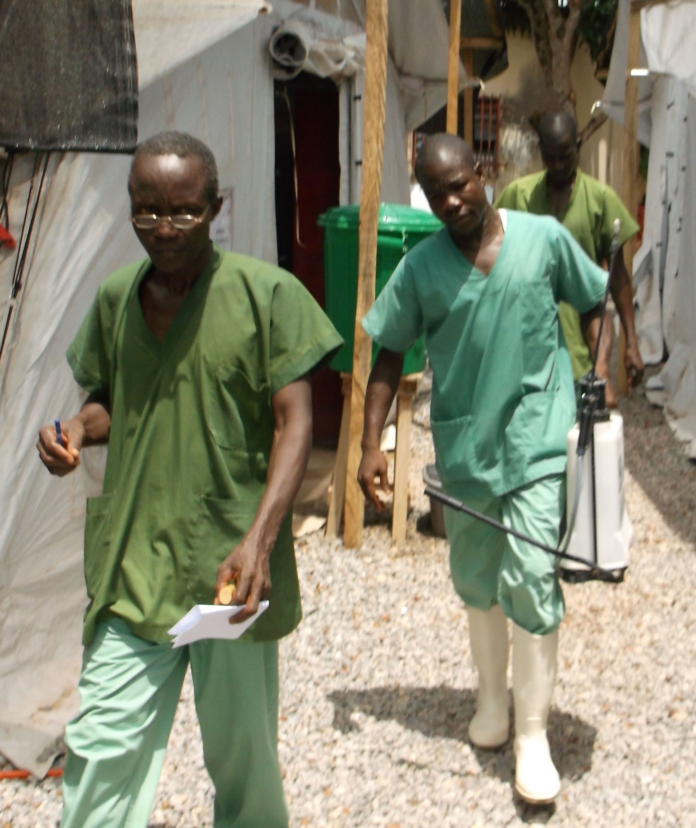 Health care workers at an Ebola treatment unit – NOTE: Image is prohibited for reuse